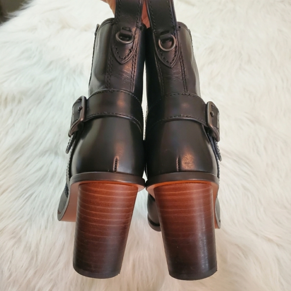**Coach Sz 6 Black Leather Moto Bootie Ankle Boot - Picture 4 of 8